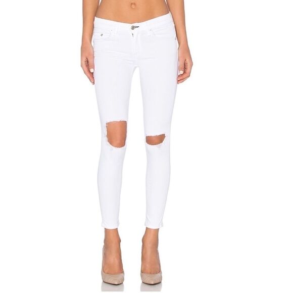 Rag and Bone Distressed White Skinny Crop Jeans - Picture 2 of 8
